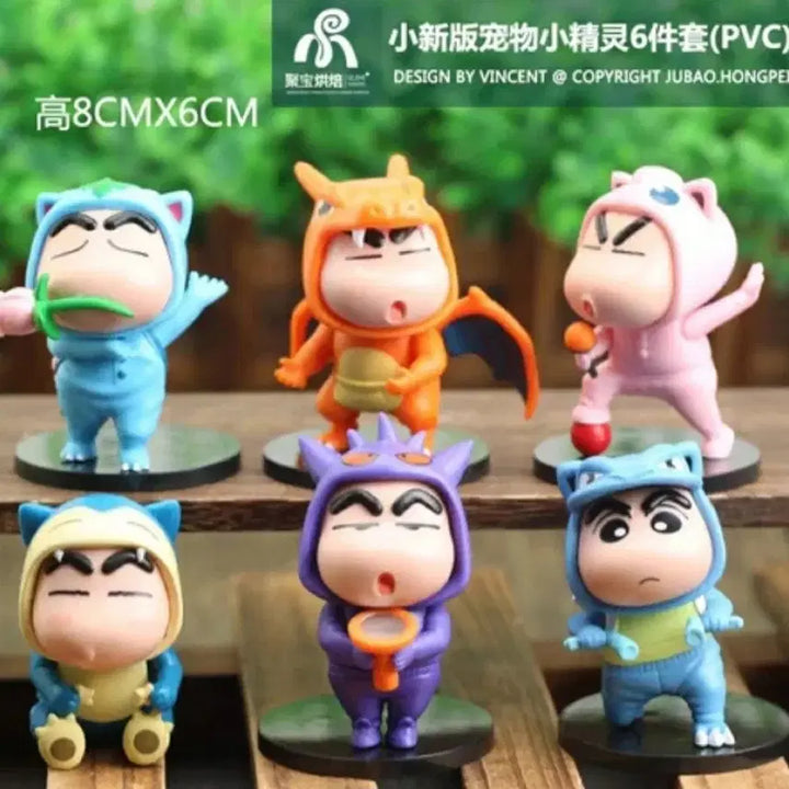 [BUNJANG] Crayon Shin-chan Pokémon Cosplay Figures 6종 Bundle Set (Unsealed) / 짱구는 못말려 포켓몬스터 코스프레 피규어 미개봉 6종 세트로 일괄 판매
