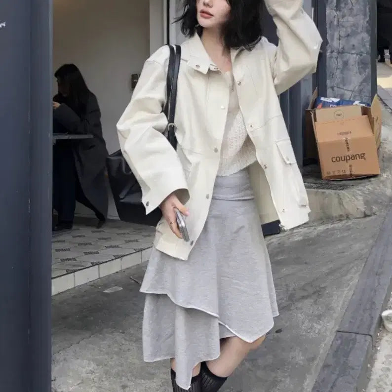 [BUNJANG] SELENE Pocket Jacket - Ivory / 셀레느 SELENE 클린 포켓 자켓 아이보리