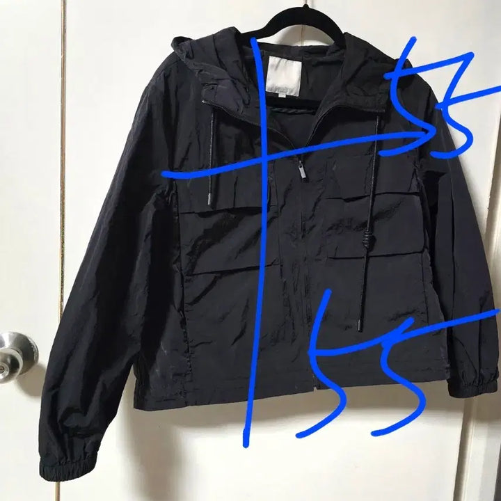 [BUNJANG] SeleShop Black Hooded Windbreaker Jacket (Free Size) / 셀레샵. 블랙 후드 바람막이 ㅡ프리