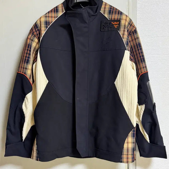 [BUNJANG] Customellow Check Patchwork Jacket / 커스텀멜로우 체크 배색 패치 자켓 48/10