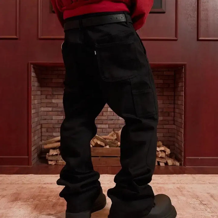 [BUNJANG] Arban Ruthus Sagging Flare Pants - Solid Black / [4] 아르반 루터스 새깅 플레어 팬츠_솔리드 블랙