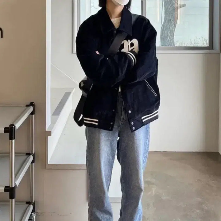 [BUNJANG] Partimento Corduroy Varsity Jacket Navy M / 파르티멘토 코듀로이 바시티 자켓 네이비 M
