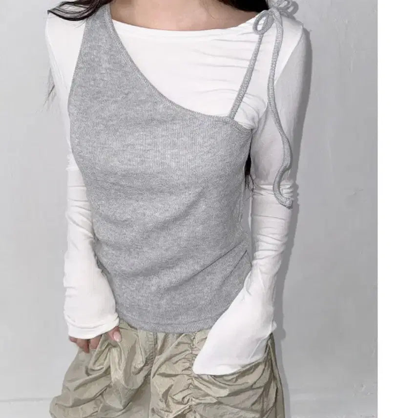 [BUNJANG] Layered Bustier Top / 뷔스티에 레이어트 티셔츠