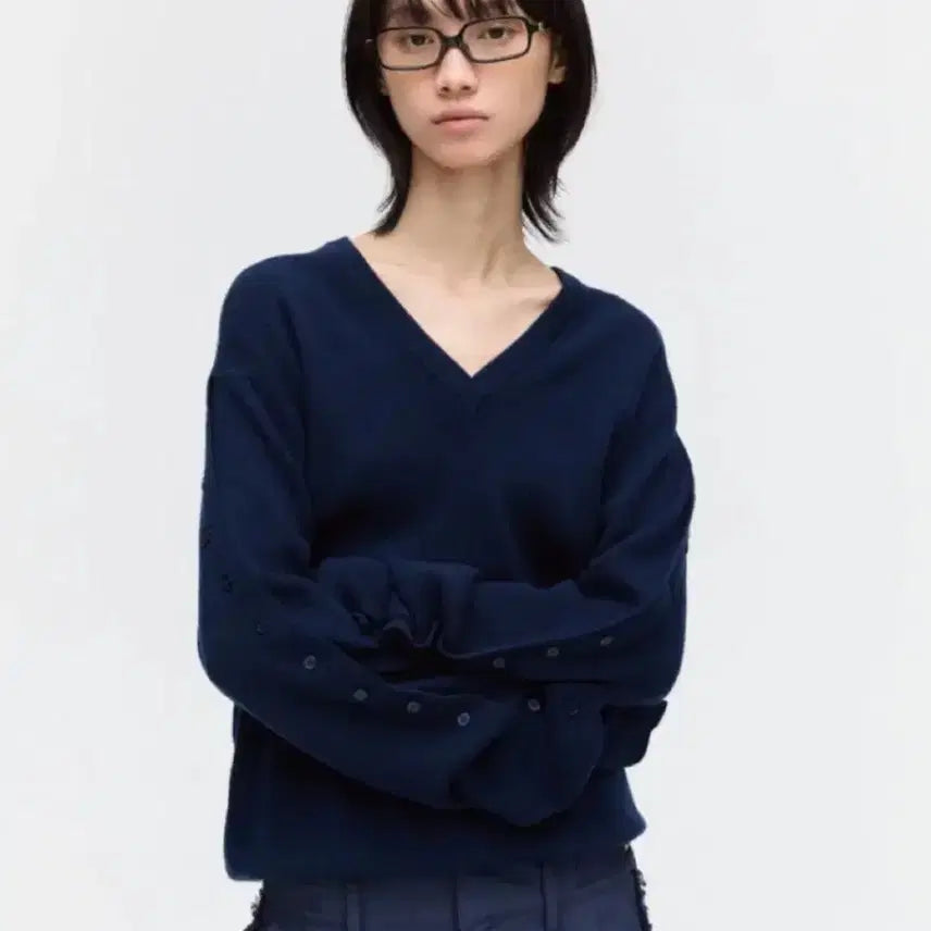 [BUNJANG] Please Project Navy Button Knit Sweater / 플리즈 프로젝트 니트 네이비 버튼니트 팔아요!