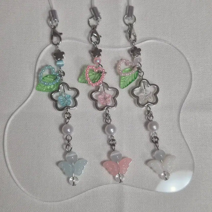 [BUNJANG] Flower Butterfly Bead Charm / 꽃나비 키링 비즈키링
