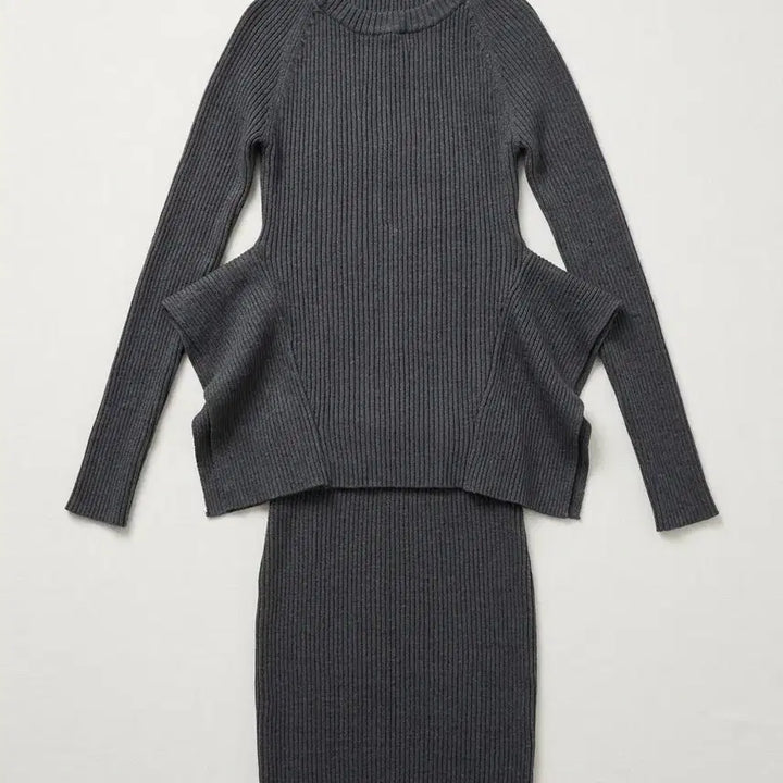 [BUNJANG] Gray Knit Two-Piece Set / 그레이 니트 투피스