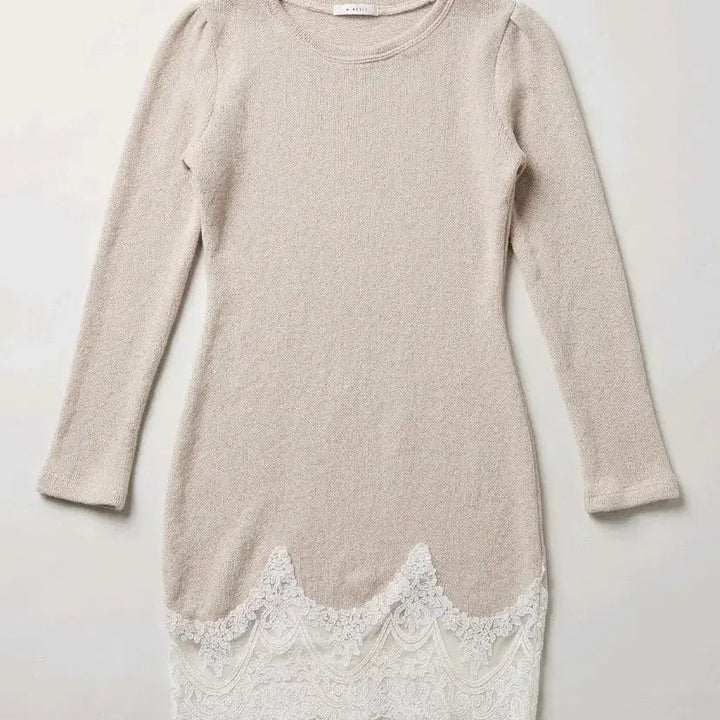 [BUNJANG] Milkcocoa Beige Knit Mini Dress / 밀크코코아 베이지 니트 미니원피스