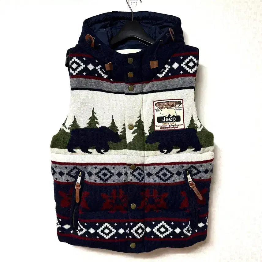 [SOLD OUT] [M,95]지프 노르딕 니트 조끼 패딩 자켓 덕다운