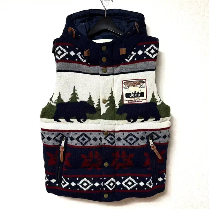 [SOLD OUT] [M,95]지프 노르딕 니트 조끼 패딩 자켓 덕다운