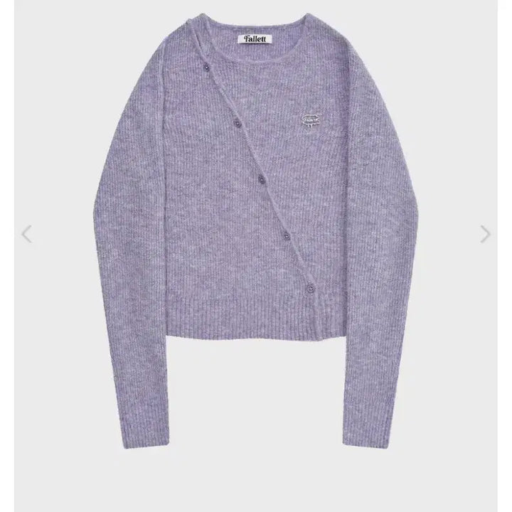 [BUNJANG] Pallet Slit Button Knit Cardigan / 팔렛 슬릿 버튼니트 퍼플 언발란스 가디건 사선니트