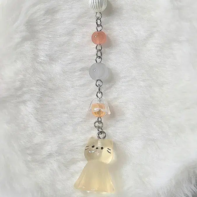 [BUNJANG] Cat Beaded Keychain / 고양이 비즈 키링 핸드폰 다이어리 키링