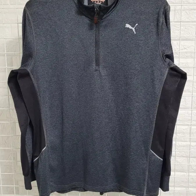 [BUNJANG] Puma Charcoal Grey x Black Cooling Functional Spandex Running Half-Zip Jacket (L) / [L]PUMA퓨마 차콜그레이x블랙 쿨링 기능성스판덱스 러닝 반집업자켓 L