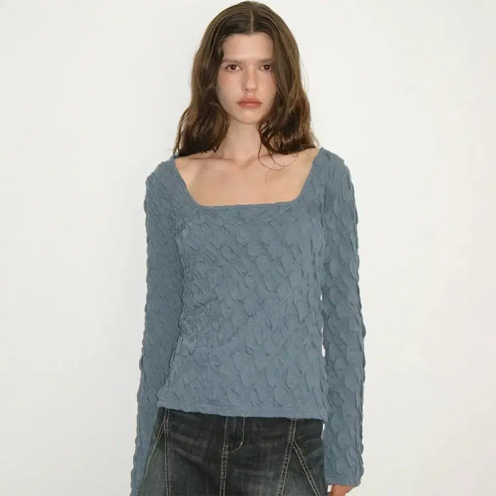 [BUNJANG] Pollysuem Smoking Blouse Green Blue / 폴리수엠 스모킹 블라우스 그린블루