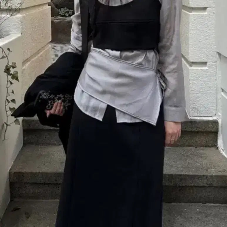 [BUNJANG] UNAN Bustier Setup Set Black Long Skirt / 우난 뷔스티에 셋업