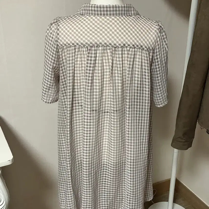 [BUNJANG] Brown Checkered Shirt Dress / 브라운 체크 셔츠 원피스