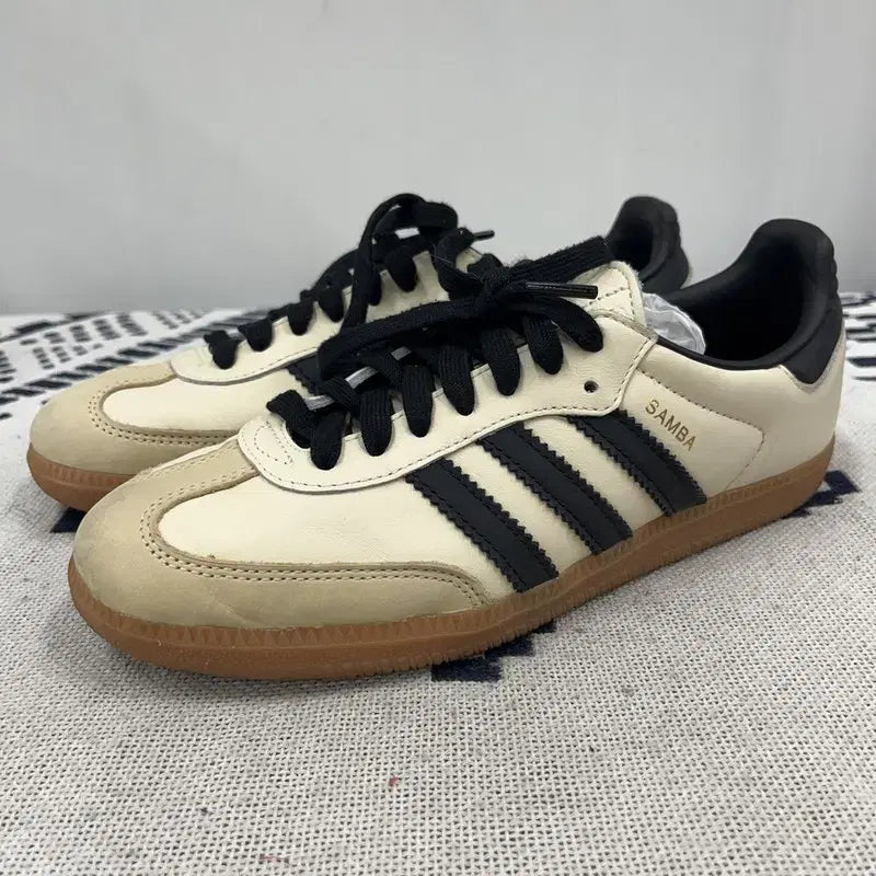 [BUNJANG] Adidas Samba OG Beige Black Sneakers / 아디다스 삼바 OG 베이지 블랙 스니커즈 240 E02884