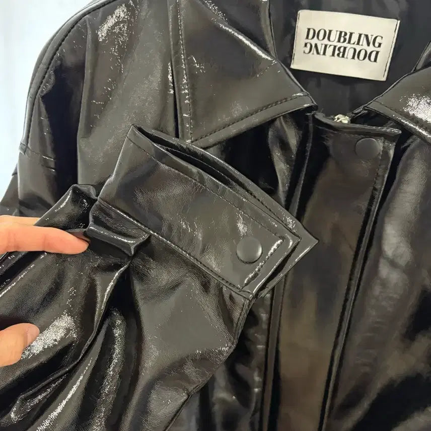 [BUNJANG] Shiny Leather Collar Jacket / 유광 레더 카라자켓