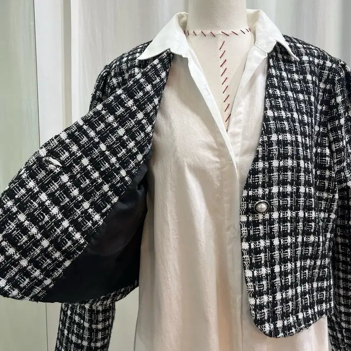 [BUNJANG] Tweed Cropped Jacket / 트위드자켓 봄자켓 노카라자켓 봄신상 체크자켓 크롭자켓