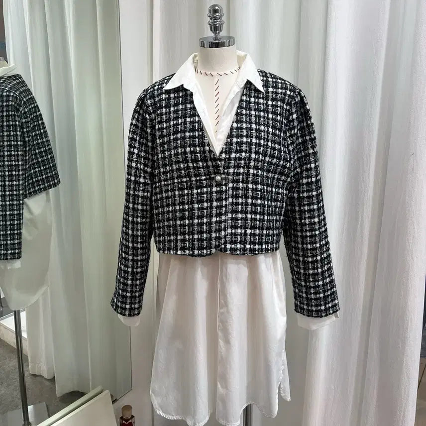 [BUNJANG] Tweed Cropped Jacket / 트위드자켓 봄자켓 노카라자켓 봄신상 체크자켓 크롭자켓
