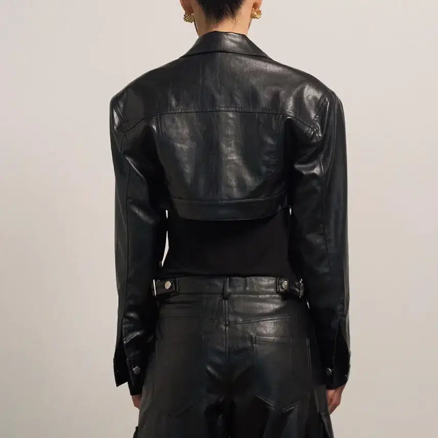 [BUNJANG] Project Wave Leather Multi Crop Jacket / 프로젝트웨이브 레더 멀티 크롭 자켓