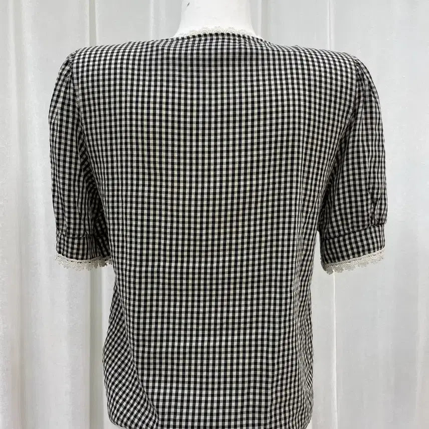 [BUNJANG] IFENE Check Lace Blouse / 이프네 체크  레이스 블라우스
