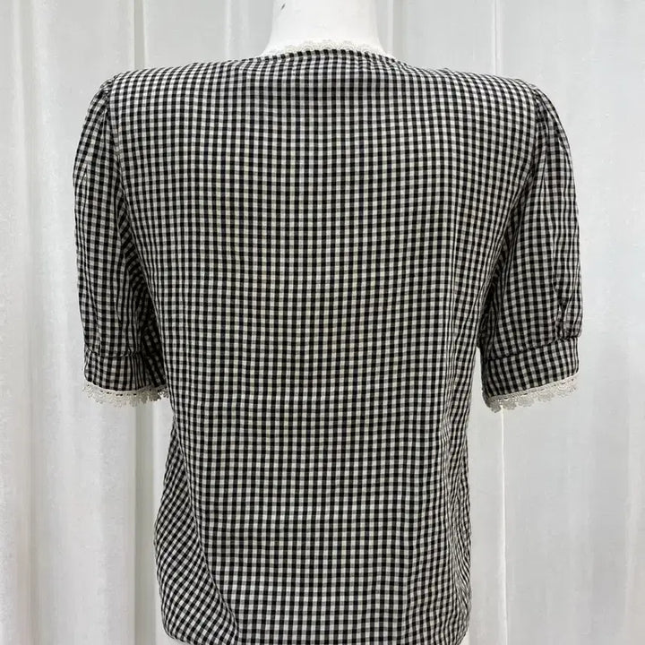 [BUNJANG] IFENE Check Lace Blouse / 이프네 체크  레이스 블라우스