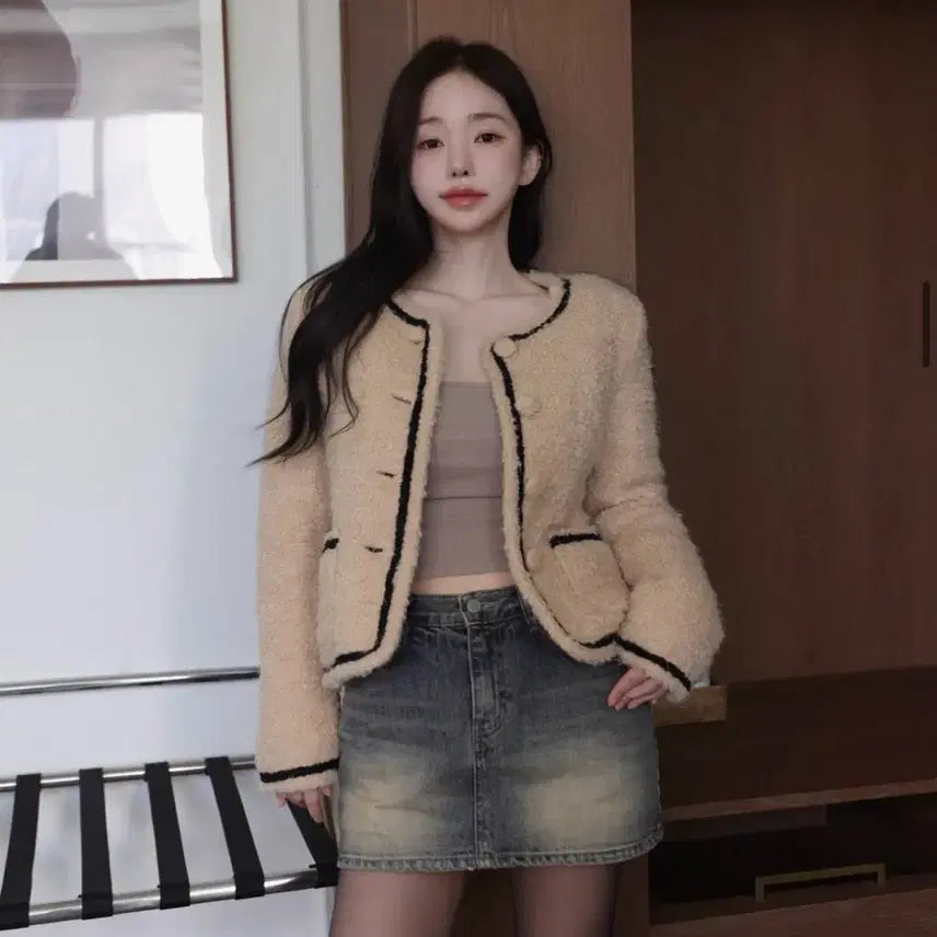 [BUNJANG] KINDAMI Wool Tweed Quilted Padding Jacket / 카인다미 울 트위드 누빔 패딩 자켓