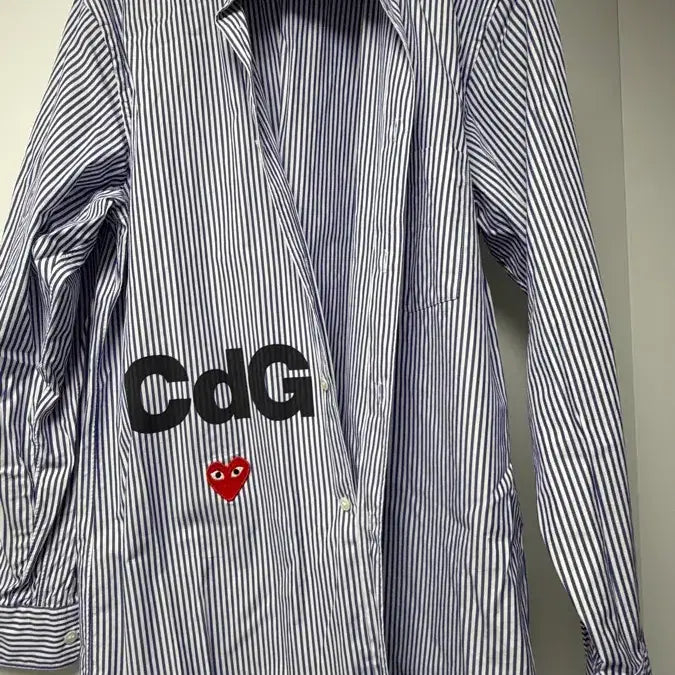 [BUNJANG] Comme des Garcons CDG Stripe Logo Shirt / 꼼데가르송 CDG 콜라보 셔츠