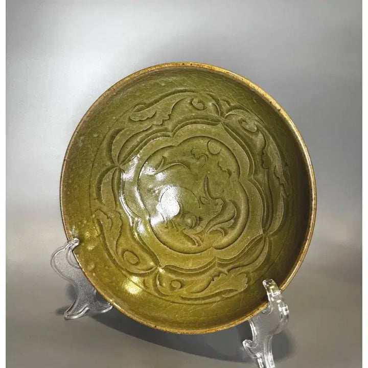 [BUNJANG] Antique Chinese Song Dynasty Yaozhou Ware Rhinoceros Moon Gazing Large Bowl / 중국 도자기 - 송대 요주요 서우망월문 큰 사발
