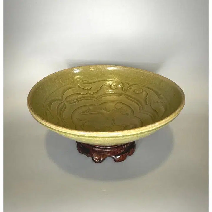 [BUNJANG] Antique Chinese Song Dynasty Yaozhou Ware Rhinoceros Moon Gazing Large Bowl / 중국 도자기 - 송대 요주요 서우망월문 큰 사발