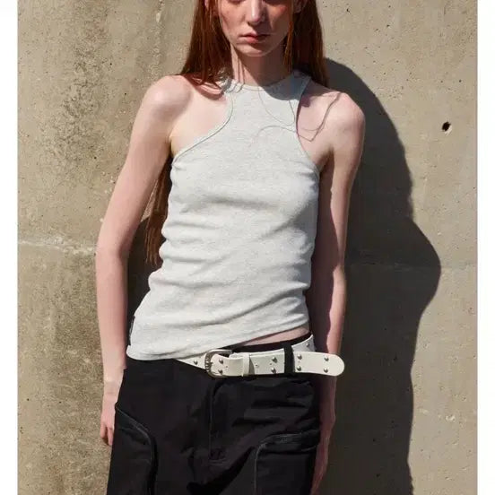 [BUNJANG] SERIC TWO RING RIVET BELT (White) / 세릭 TWO RING RIVET BELT (white)