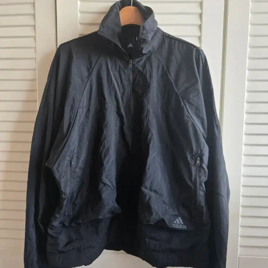 [BUNJANG] Adidas Black Windbreaker Half-Zip Jacket / 아디다스 블랙 바람막이 반집업자켓
