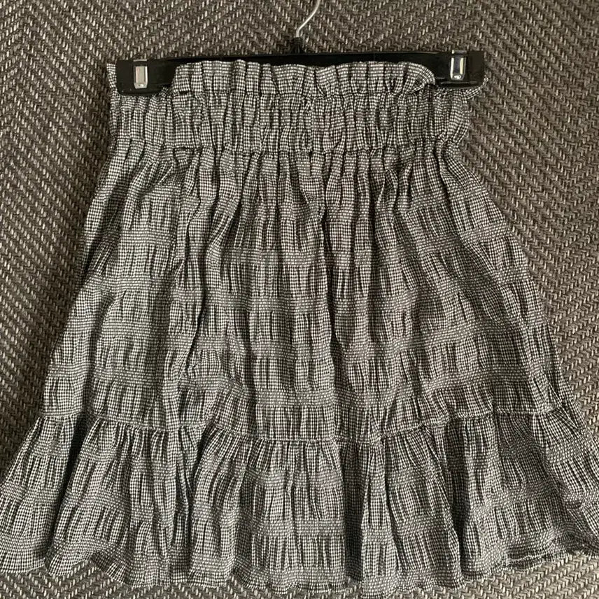 [BUNJANG] Checkered Shirred Mini Skirt / 잔체크 셔링 미니스커트