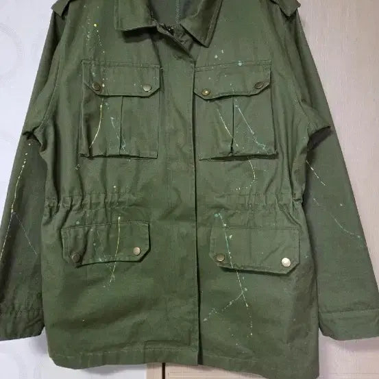 [BUNJANG] Khaki Painted Field Jacket / 카키색 페인팅 야상 자켓