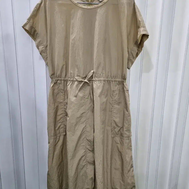 [BUNJANG] Beige Linen Strap Dress with Half Sleeves / 베이지색 끈 원피스 반팔
