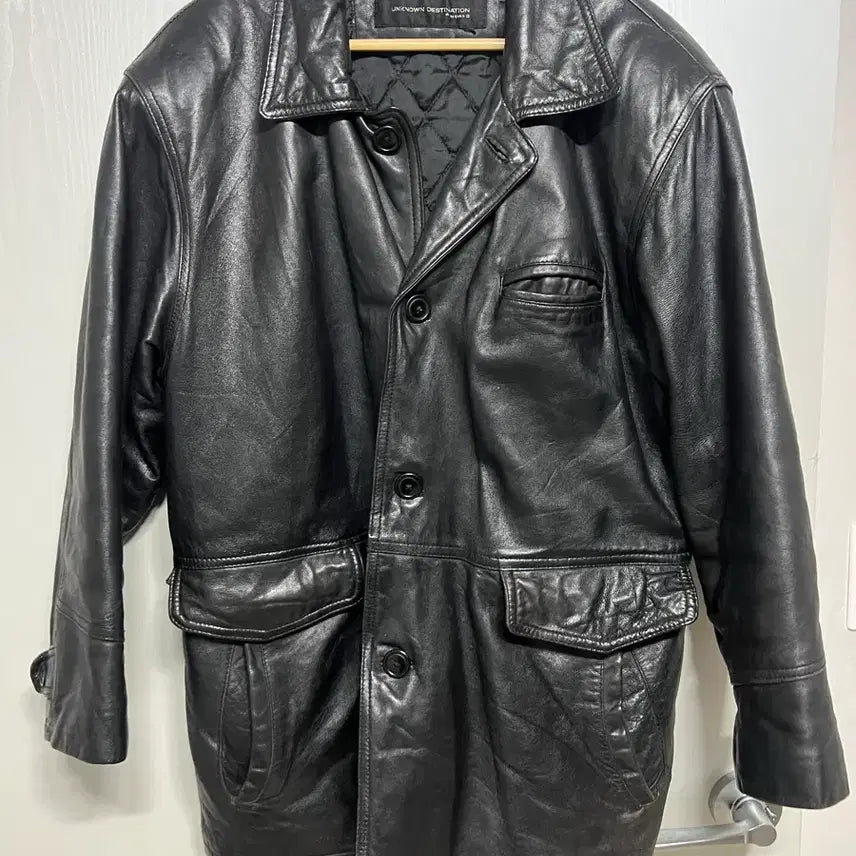 [BUNJANG] UNKNOWN DESTINATION Lambskin Leather Half Coat XL / 양가죽 카코트 XL