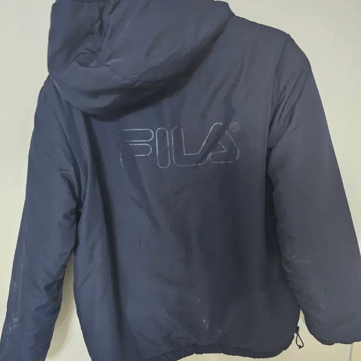 [BUNJANG] FILA Reversible Hooded Padded Jumper / FILA 양면  필라 검정색 후드 패딩 점퍼 s