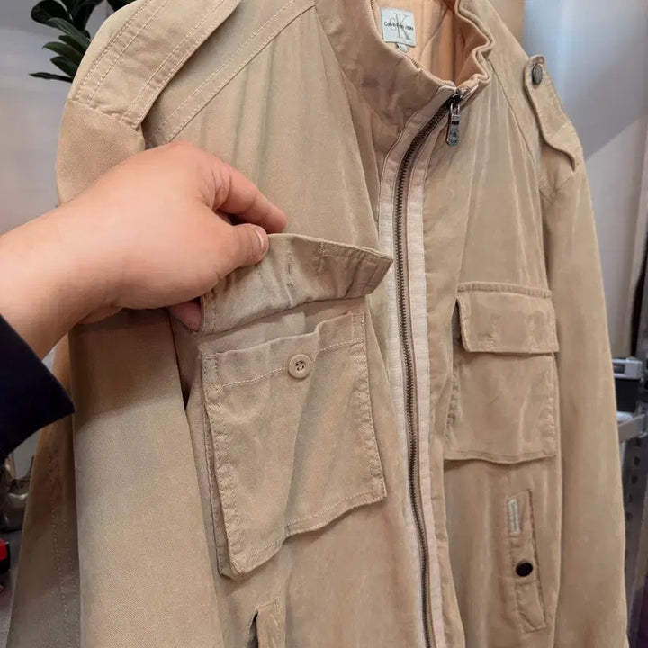 [BUNJANG] Calvin Klein Double Collar Two-Pocket Bomber Jacket / 캘빈 클라인 이중카라 투포켓 봄버 자켓