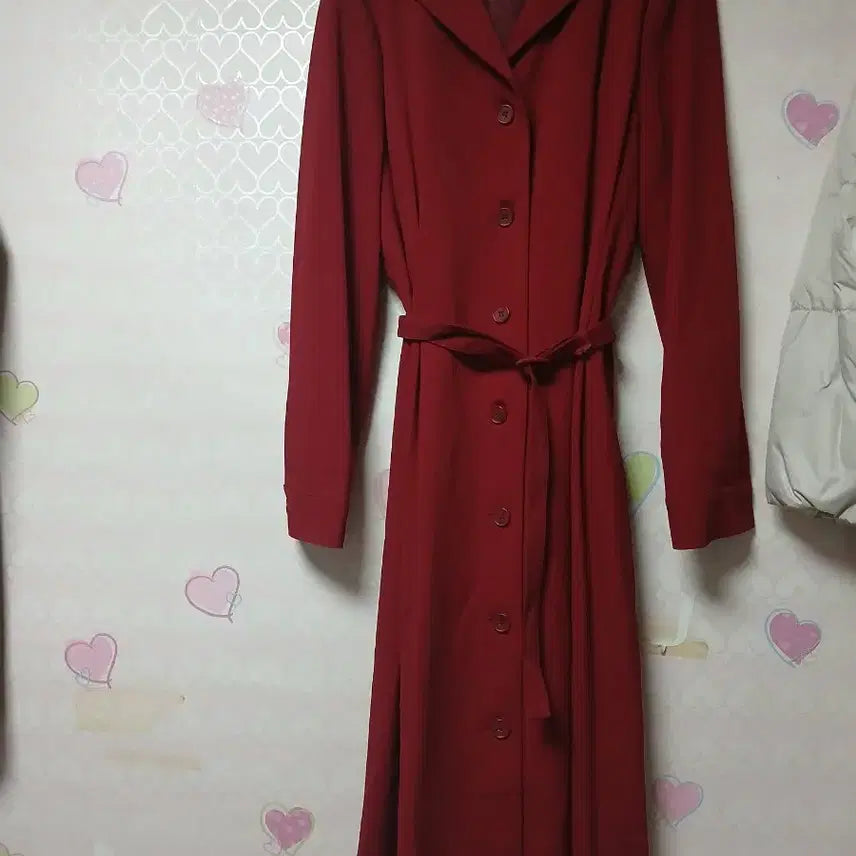 [BUNJANG] Red Long Shirt Dress / 레드 롱 셔츠 원피스