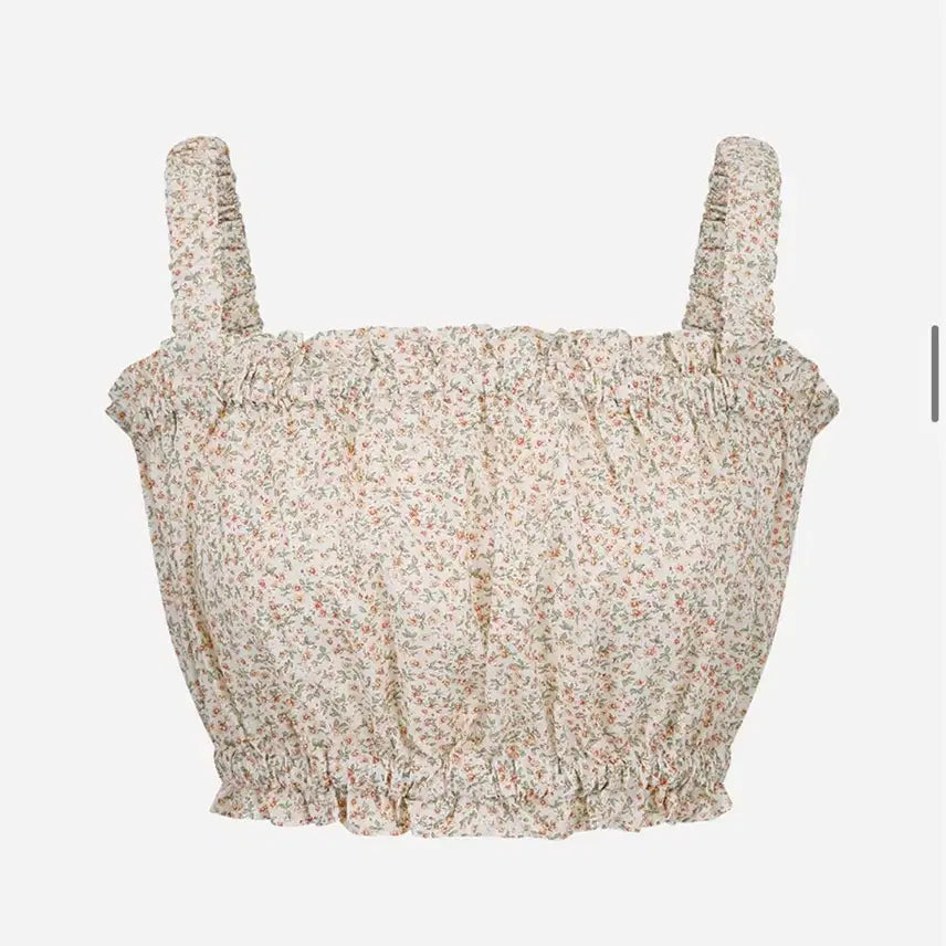 [BUNJANG] Langer Flower Pattern Crop Blouse / 랑거 플라워 패턴 크롭 블라우스