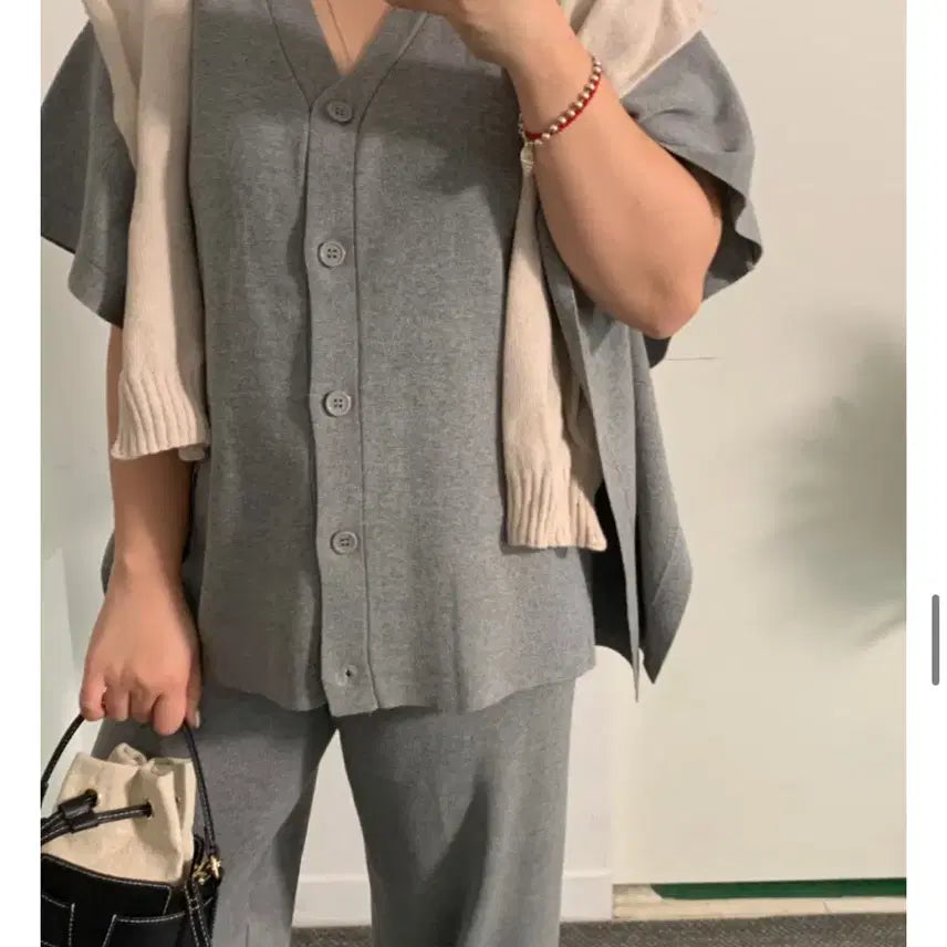 [BUNJANG] Min Monday Gray Knit Top and Bottom Set / 여름 니트 상하의 세트(회색)빅사이즈세트 임부복민먼데이앙투공구우먼리리앤코