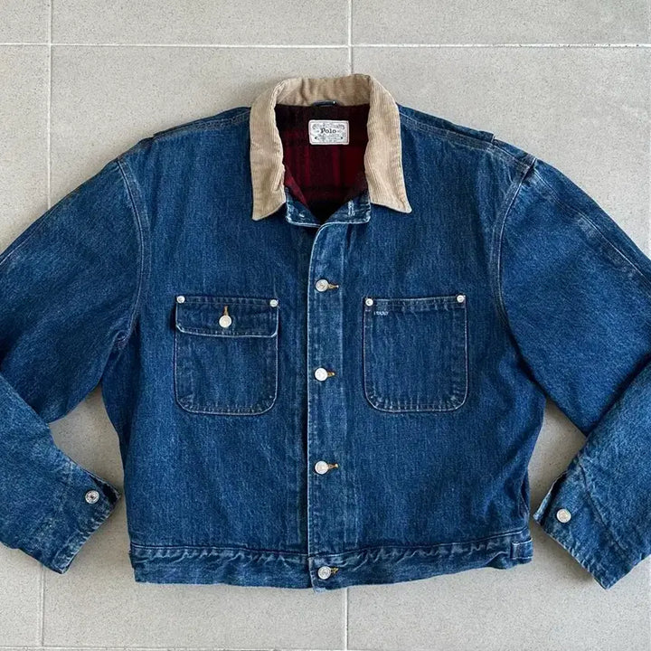 [BUNJANG] Polo Dungaree Jacket (Blue) - XL / 80s 빈티지 폴로 덩가리 자켓 블루 XL