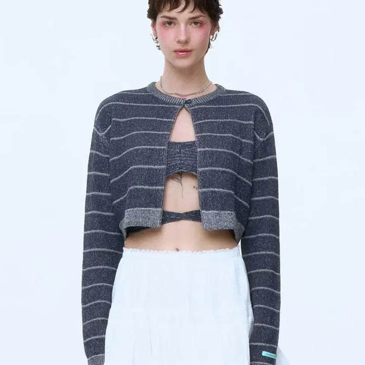 [BUNJANG] Instant Funk Two-Way Cropped Cardigan / 인스턴트펑크 투웨이 크롭 가디건