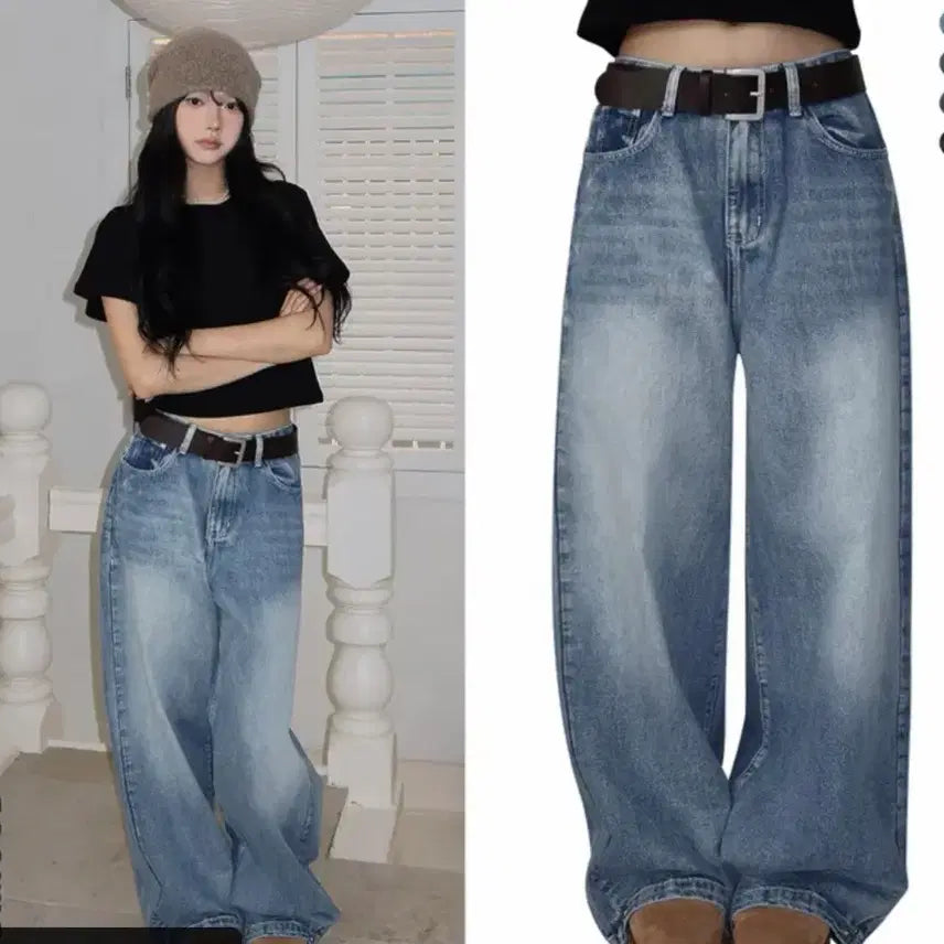 [BUNJANG] Washed Wide Denim Pants / 워싱 와이드 데님 팬츠