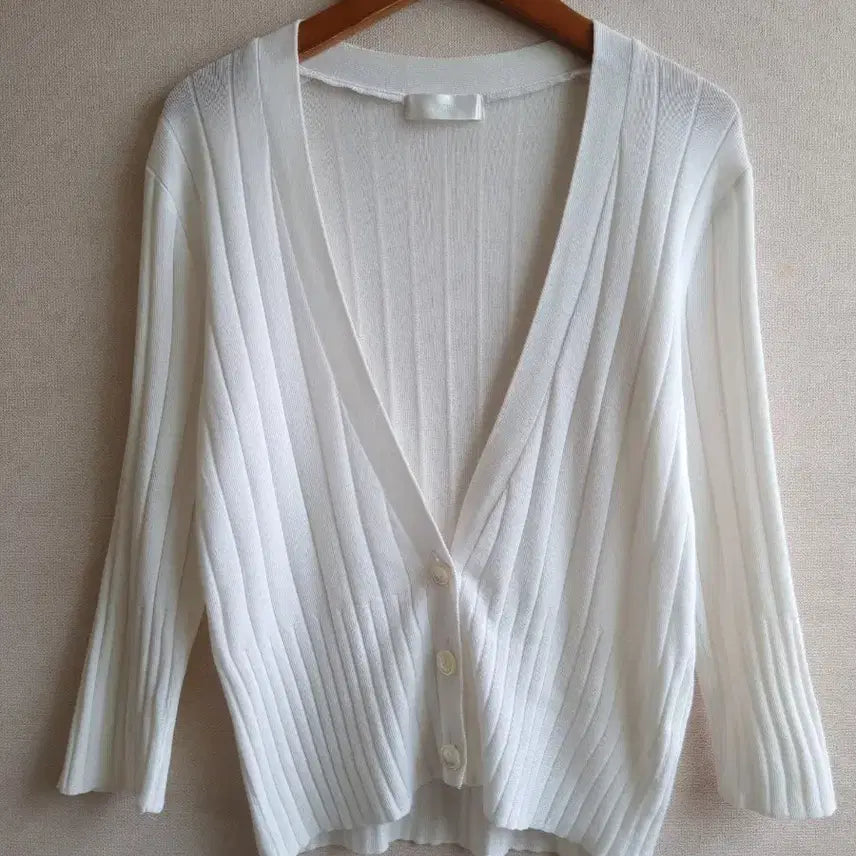 [BUNJANG] System White Knit Cardigan / 한섬 시스템 화이트 니트 가디건 7부