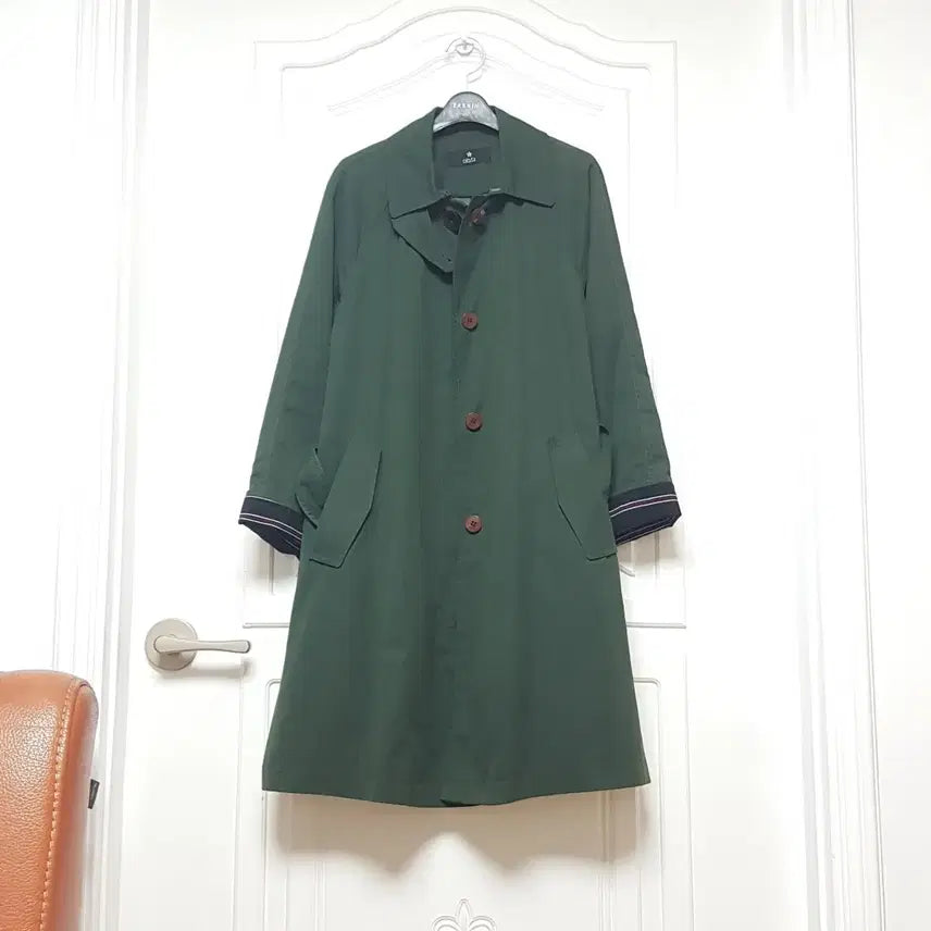 [BUNJANG] ab.f.z Green Trench Coat / ab.f.z 맥카라 그린 트렌치코트 프리사이즈 봄가을 간절기 아우터