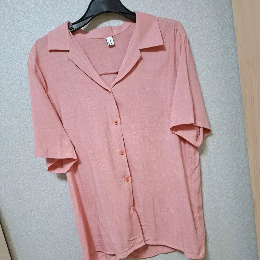 [SOLD OUT] (새상품)핑크색 반팔 린넨 셔츠