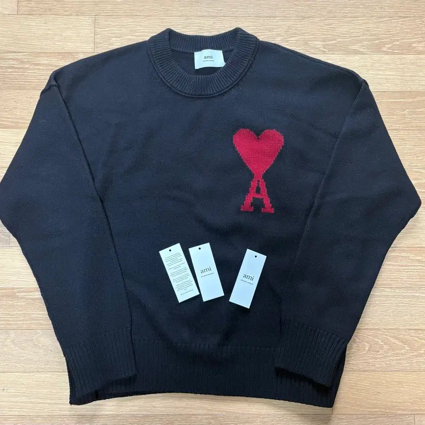 [BUNJANG] AMI Intarsia Big Logo Knit Sweater / 아미 인타르시아 빅로고 니트