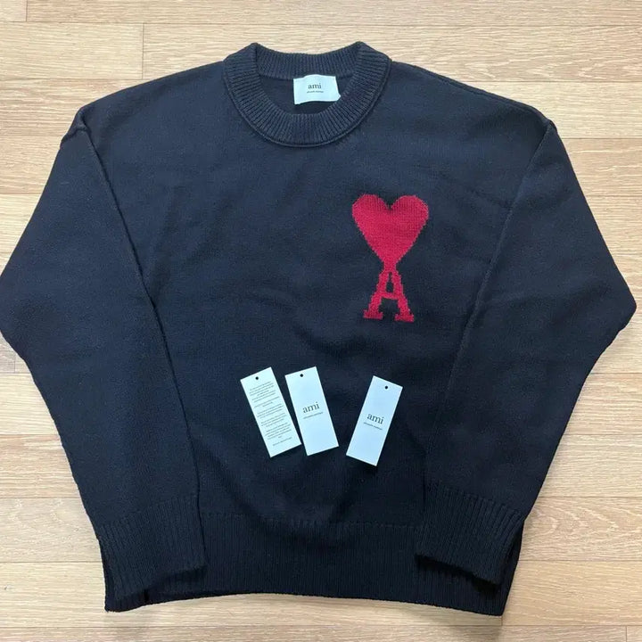 [BUNJANG] AMI Intarsia Big Logo Knit Sweater / 아미 인타르시아 빅로고 니트