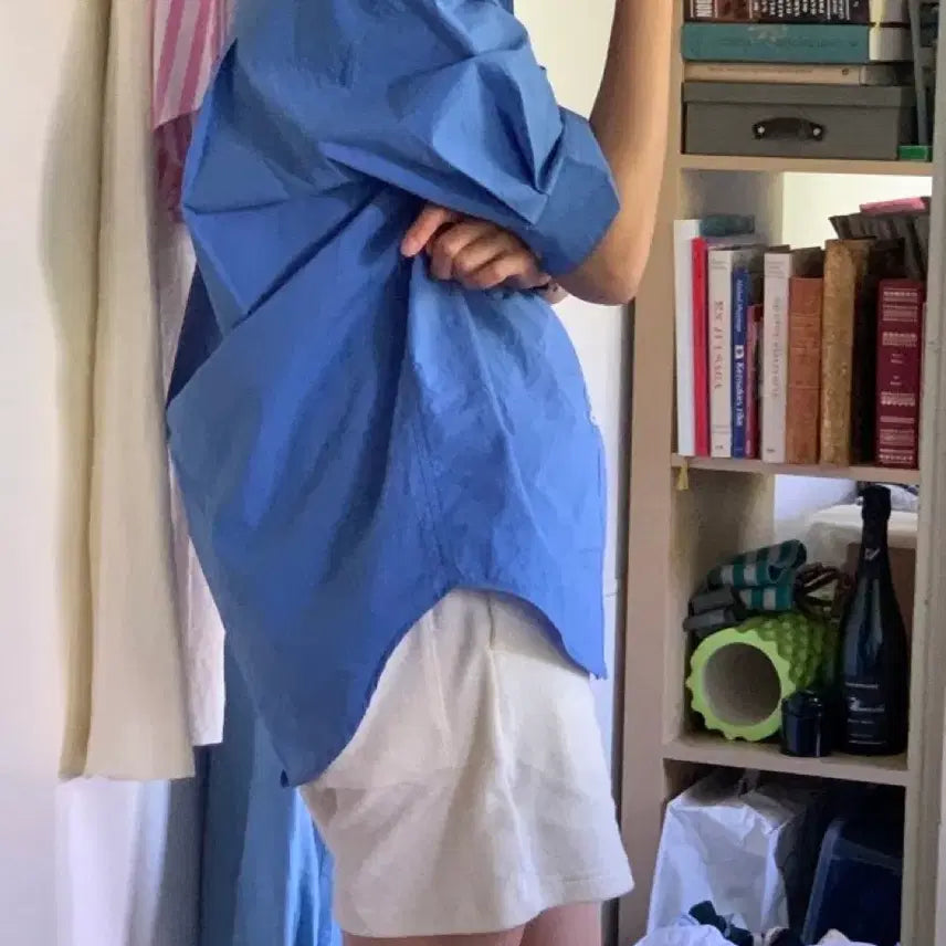 [BUNJANG] Ribbonbit Andrew Blue Oversized Shirt / 리본빛 (구 모네) 앤드류 블루 셔츠